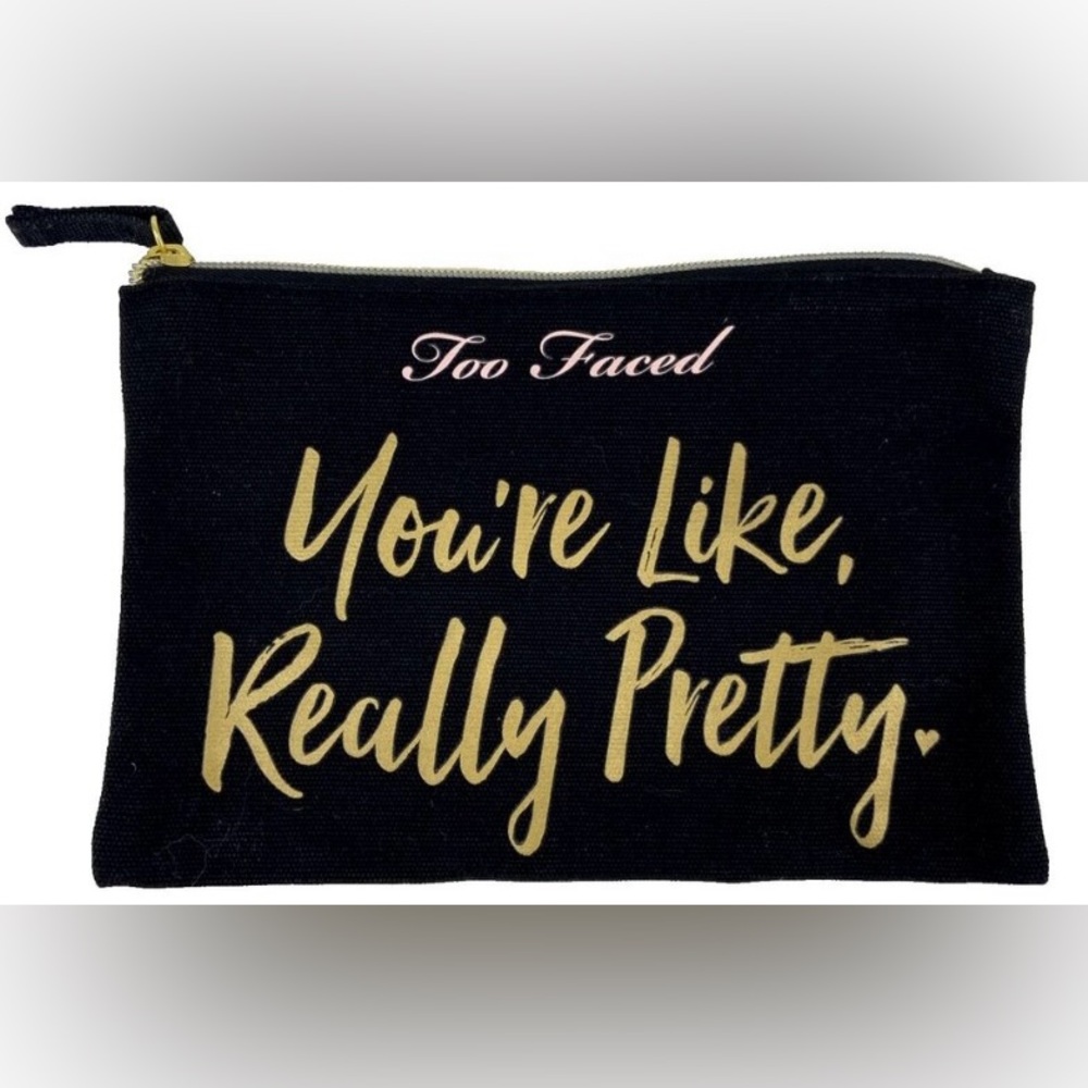 Too Faced NEW & UNOPENED 🩷 Black and Gold Cosmetic Bag